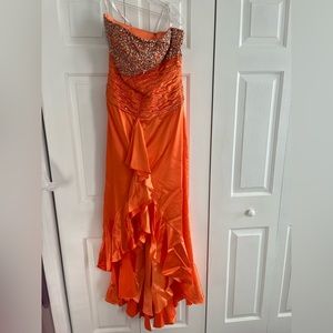 Strapless Orange Prom Dress - Size 10
